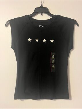 Girls Art Class Black Star-Front Short Sleeve Top